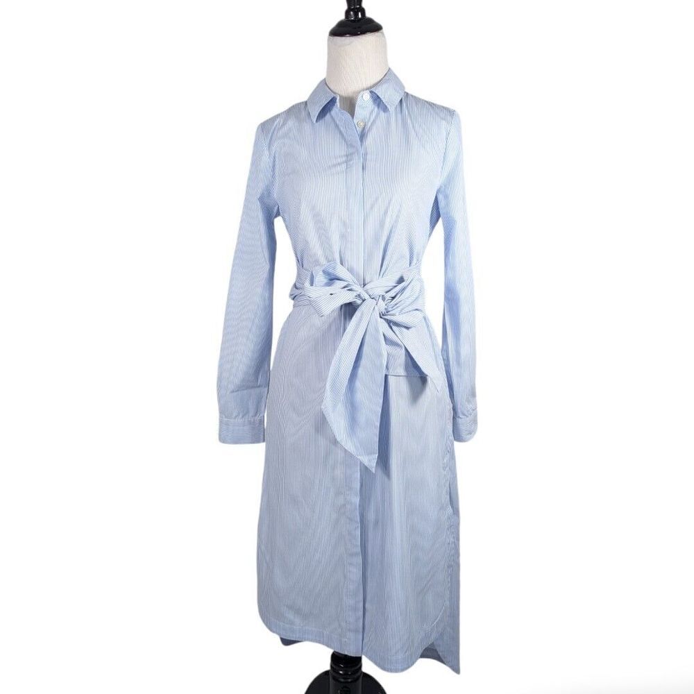Jonathan Simkhai Light Blue Striped Midi Shirt Dress